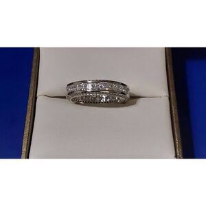 4 Ct. Princess & Pave Round Cut "All Around the World" Eternity Band Ring Sz 8